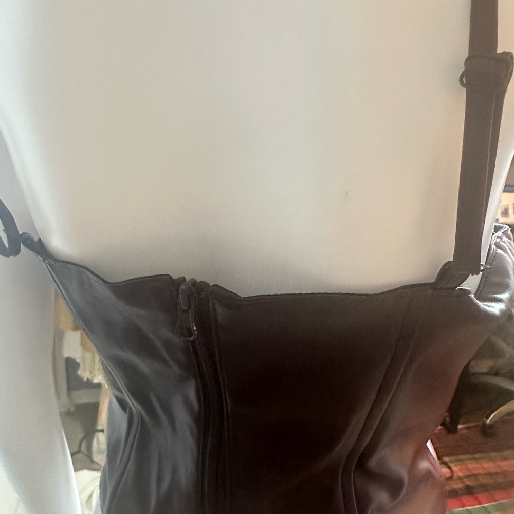 Current Mood Brown Faux Leather Top Corset Back Zip M - Picture 3 of 9